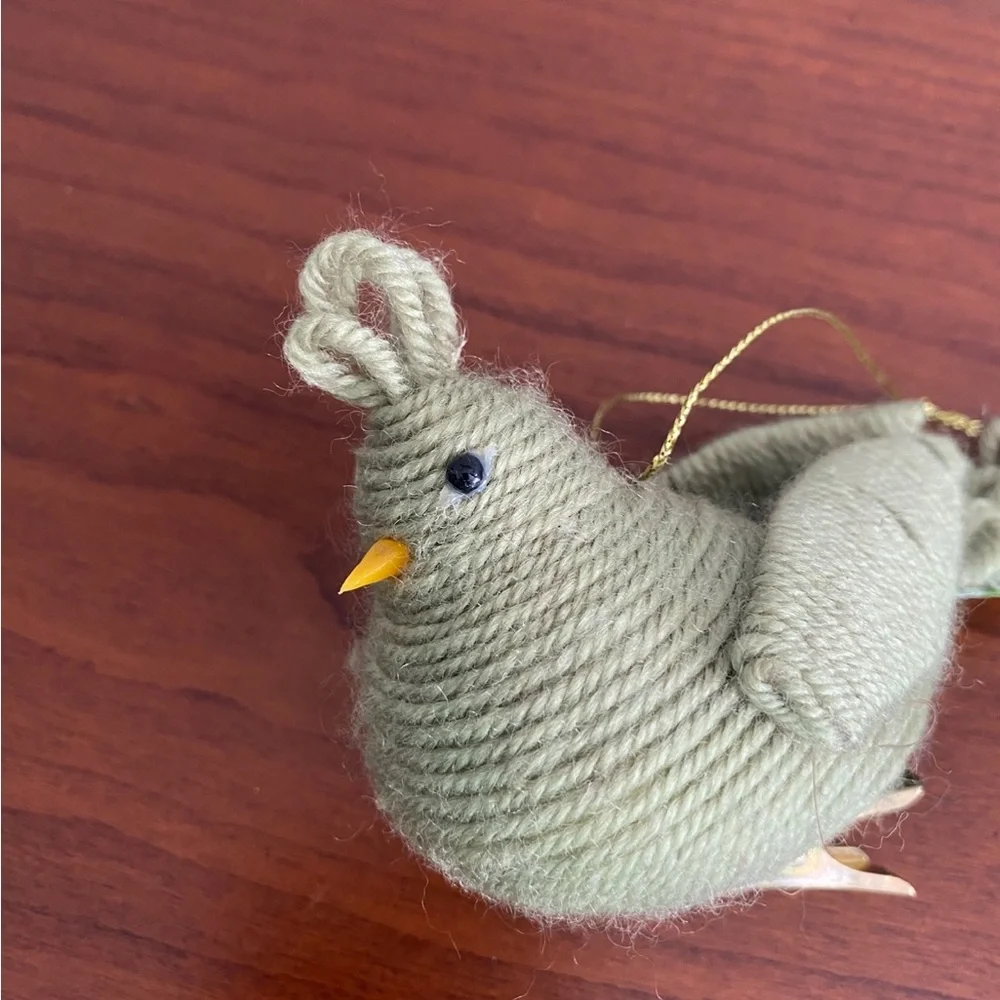 Green Yarn Bird Ornament